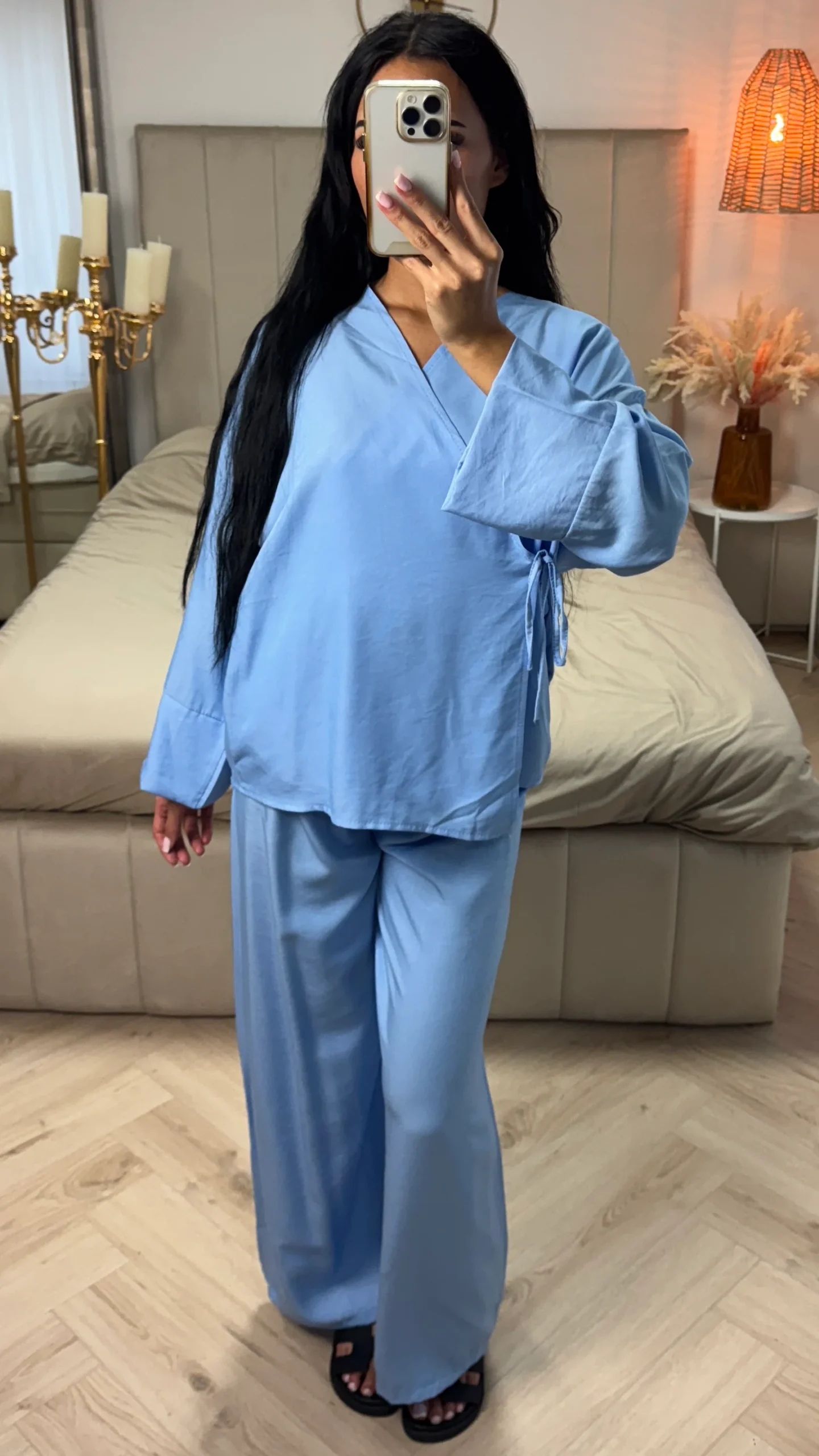 2-Delige Set met Overslagtop en Wijde Broek – Viscoseblend - Afbeelding 5