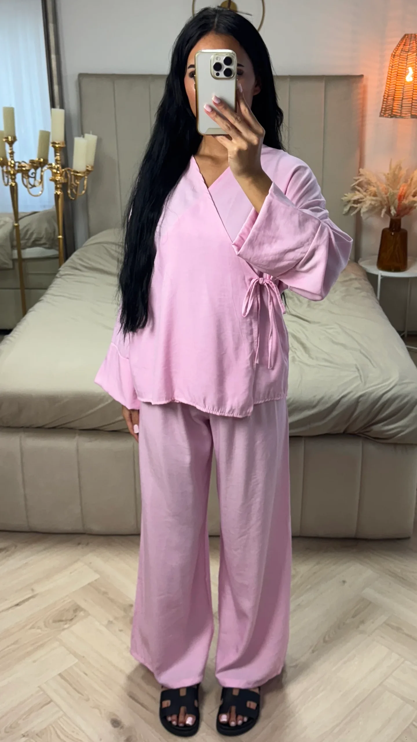 2-Delige Set met Overslagtop en Wijde Broek – Viscoseblend - Afbeelding 3