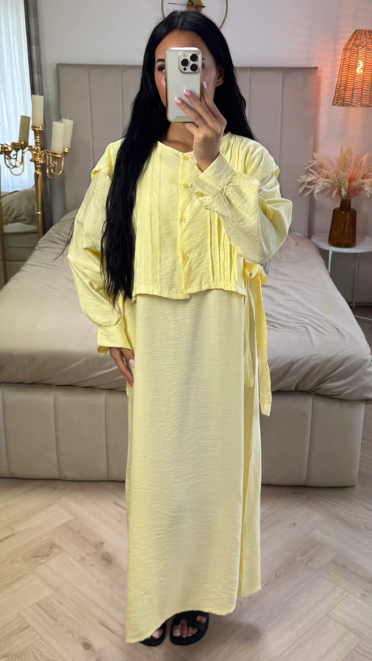 2-Delige Set met Maxi Jurk en Cropped Blouse – Viscoseblend