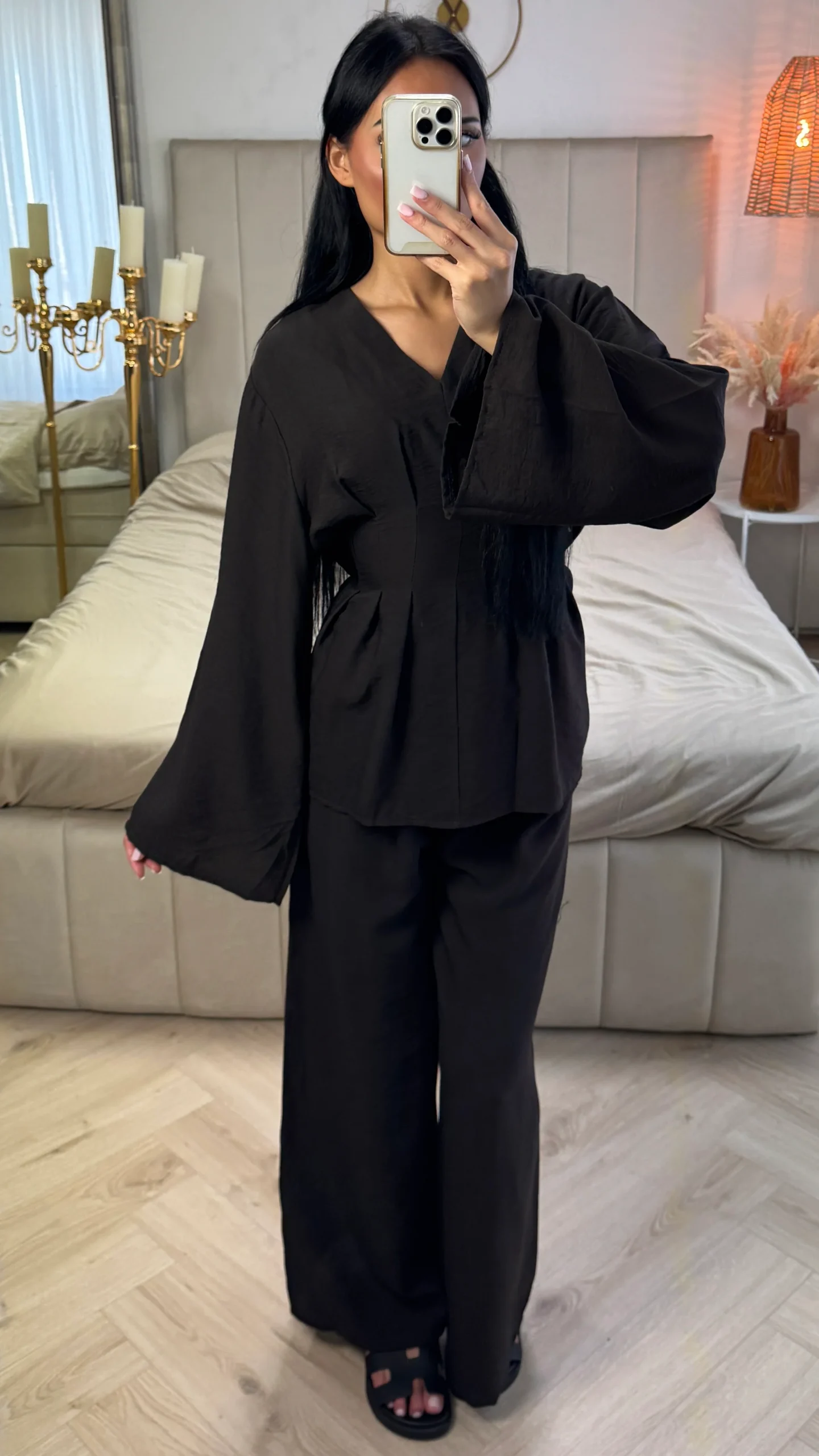 2-Delige Set met Tailleplooien en Wijde Broek – Viscoseblend - Afbeelding 4