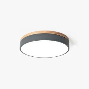 ScandiShade - Moderne Plafondlamp van Wit en Grijs Metaal met Houten Accenten voor Slaapkamer en Woonkamer