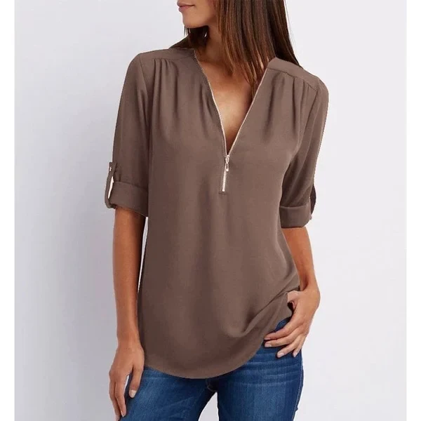 Stijlvolle V-Hals Blouse – Veelzijdig en Elegant - Afbeelding 6