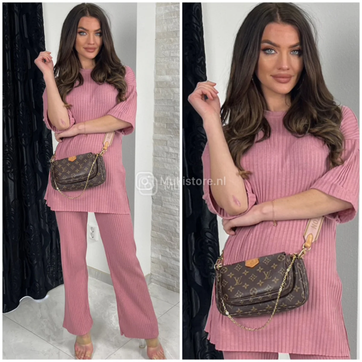 Short Folded Sleeves Thin Ribbed Musthave Set - Afbeelding 7