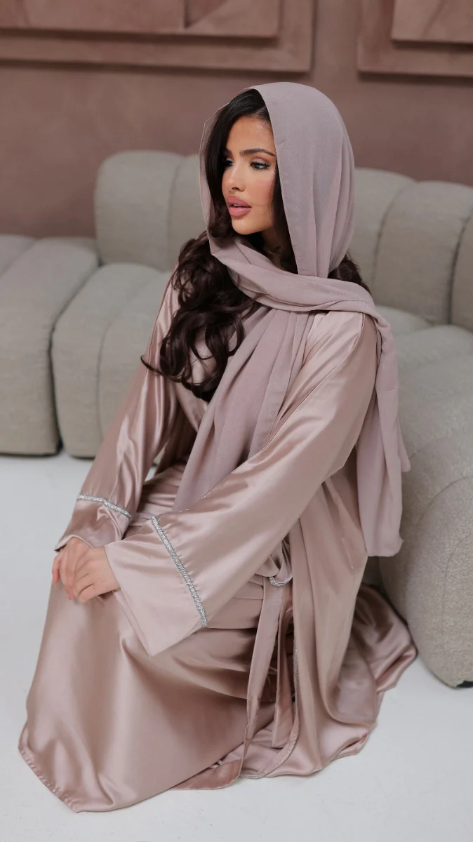 786 | Kimono Diamond Detail + Tie Belt Dress + Scarf - Afbeelding 2