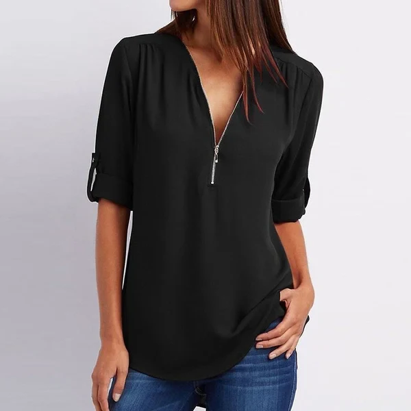 Stijlvolle V-Hals Blouse – Veelzijdig en Elegant - Afbeelding 3
