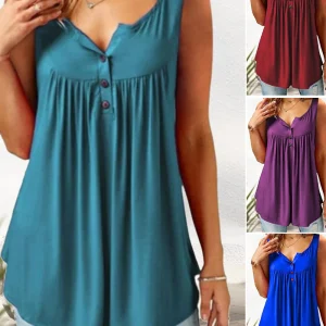 SiennaFlow - Mouwloos Topje met Knoopsluiting voor Dames | Stijlvol en Comfortabel Zomertopje