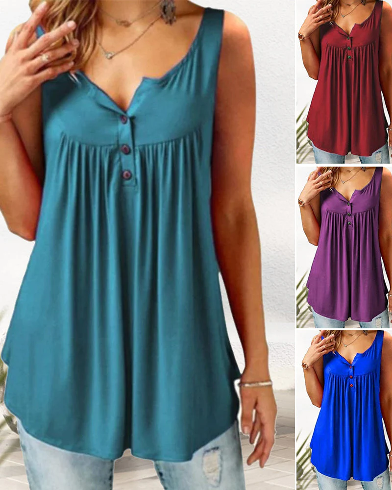 SiennaFlow - Mouwloos Topje met Knoopsluiting voor Dames | Stijlvol en Comfortabel Zomertopje