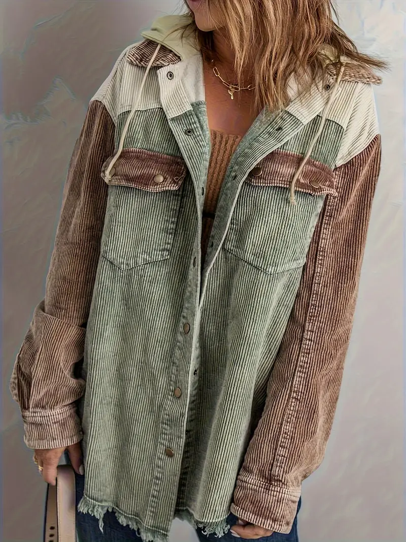 Adele - Kleurblok Hoodie Jas voor Dames | Perfect voor Herfst en Winter