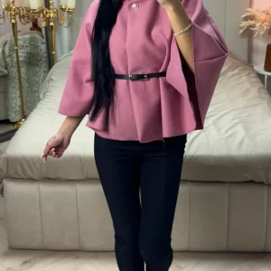 Butterfly Tie Belt Crop Coat