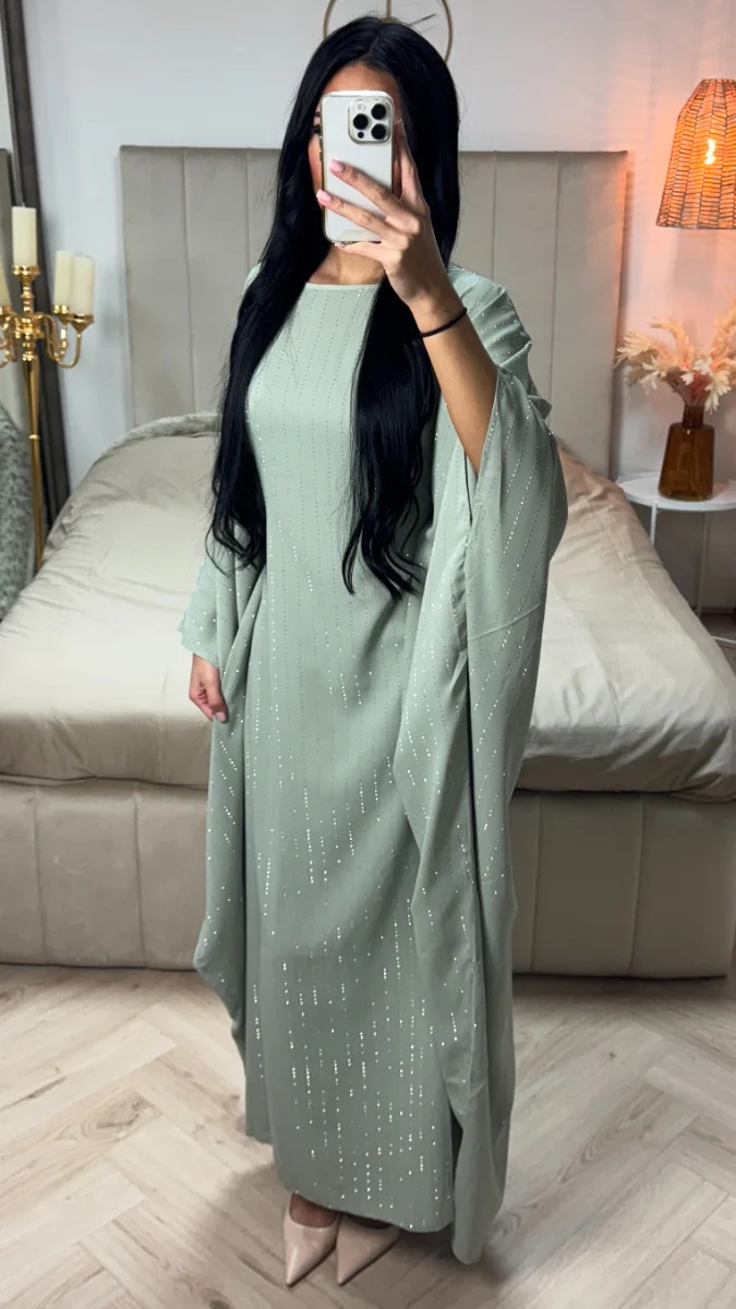 Oversized Strass Butterfly Abaya Inside Tie Belt - Afbeelding 6