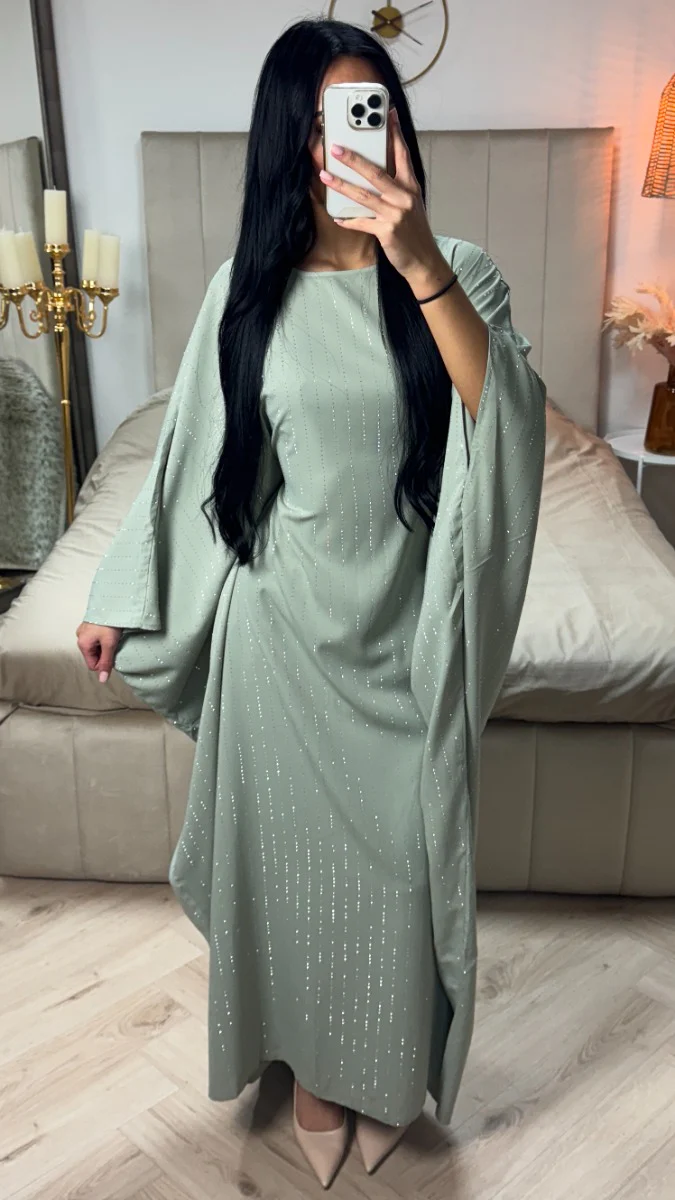 Oversized Strass Butterfly Abaya Inside Tie Belt - Afbeelding 7