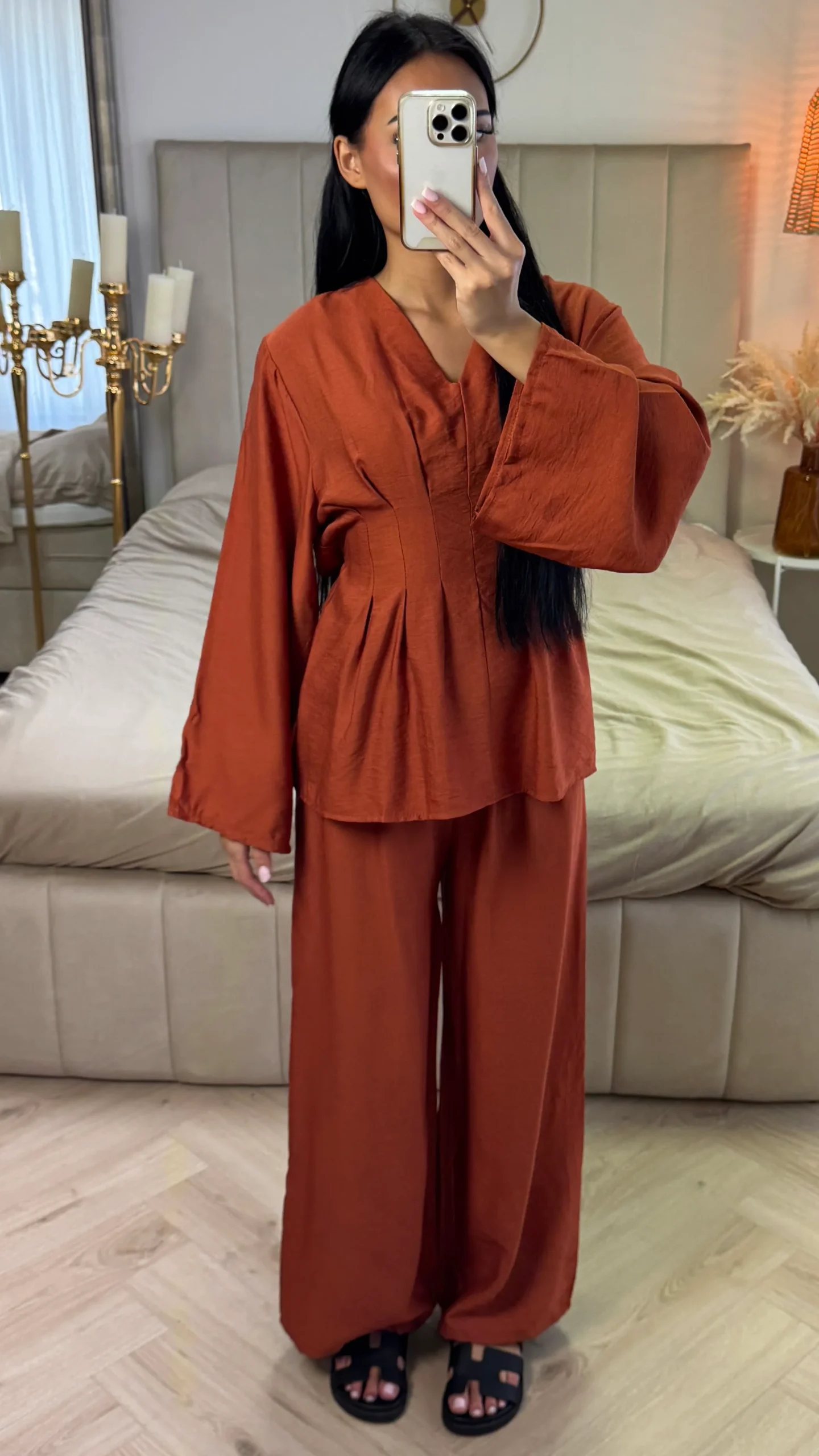 2-Delige Set met Tailleplooien en Wijde Broek – Viscoseblend - Afbeelding 5