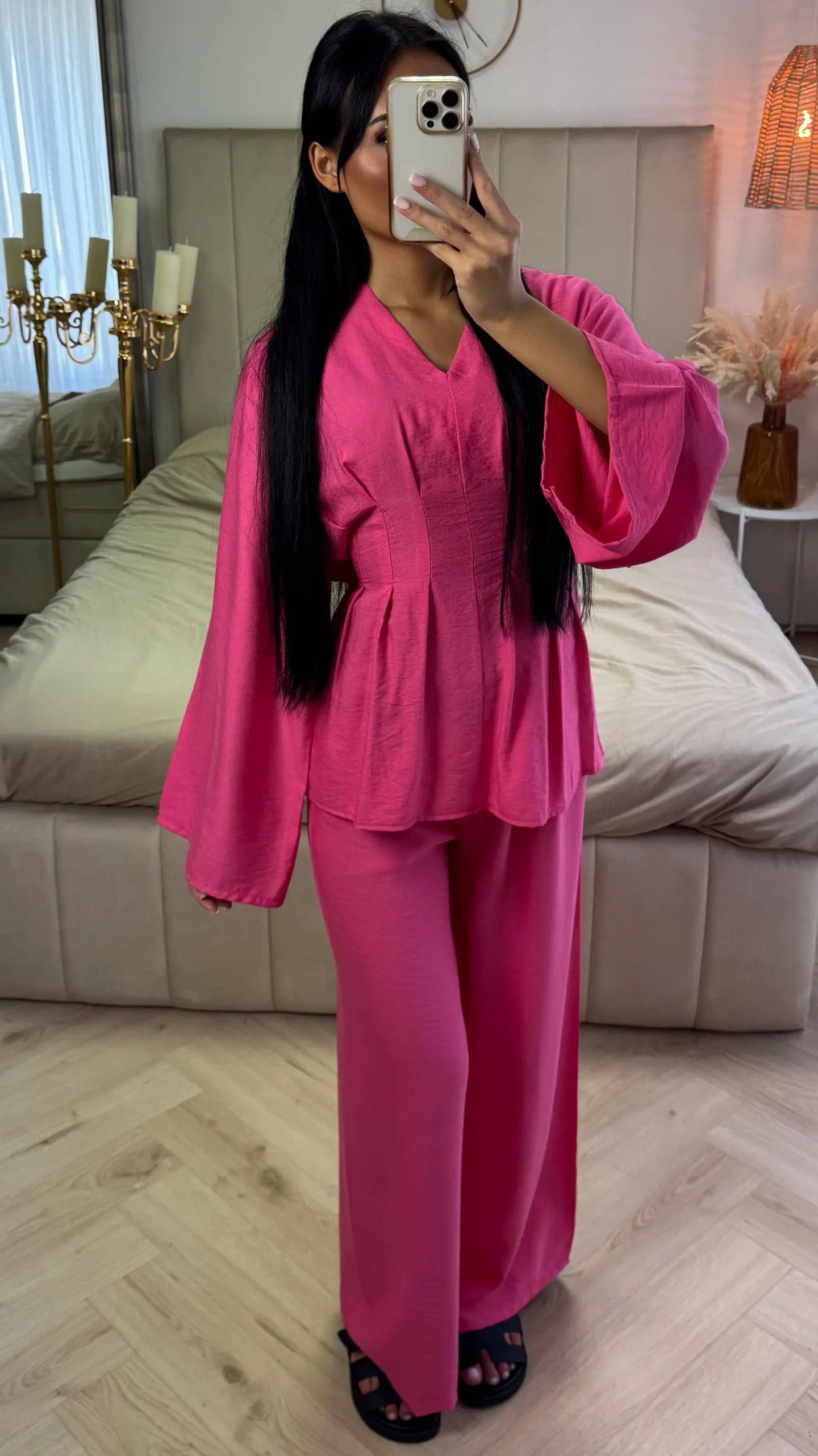 2-Delige Set met Tailleplooien en Wijde Broek – Viscoseblend - Afbeelding 9