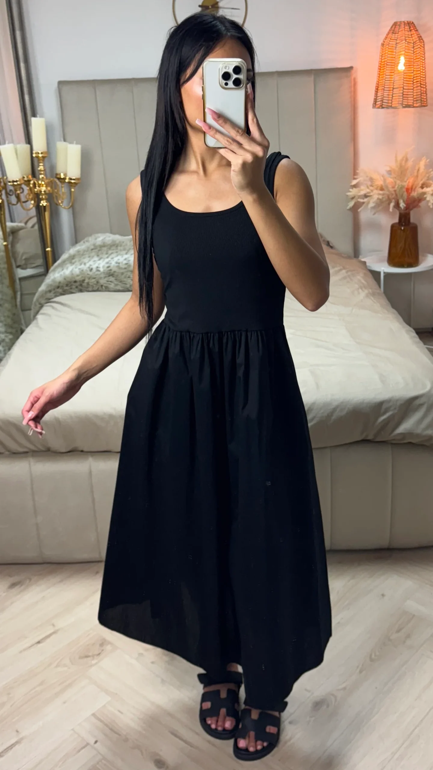 Aansluitende Midi Zomerjurk met Ribstof & Plooien - Afbeelding 2