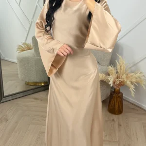 Abaya Maxi Jurk met Achterstrik en Wijde Mouwen