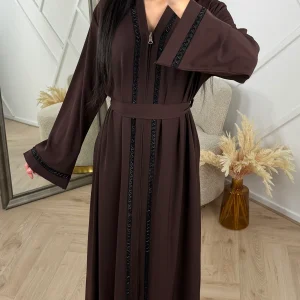 Abaya Maxi Jurk met Ritssluiting en Sierband