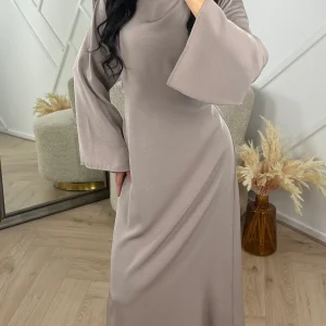 Abaya Maxi Jurk met Wijde Mouwen en Rechte Snit