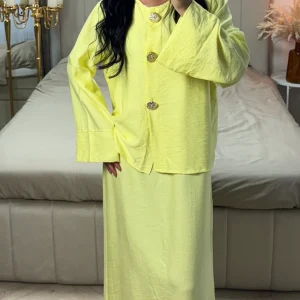 Abaya Set met Onderjurk & Knopen – Viscoseblend