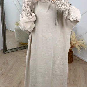 Abaya met dubbele capuchon en smokmouwen