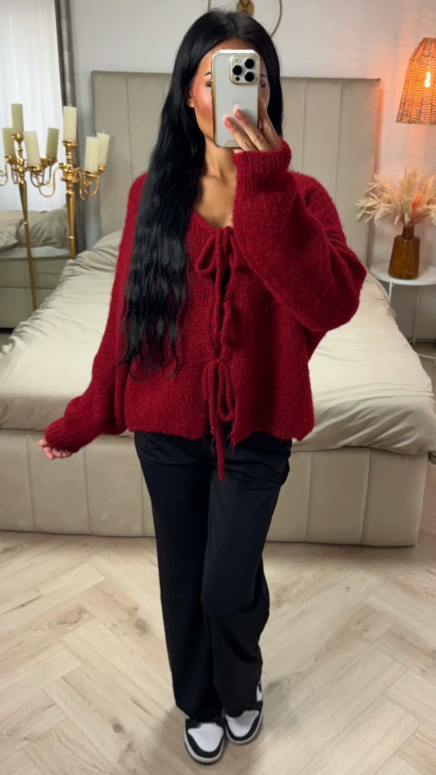 Alpaca Blend Gebreid Vest met Striksluiting - Afbeelding 2