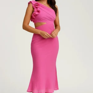 Dames Jurk | Elegant Getailleerd | One Shoulder | Zomer