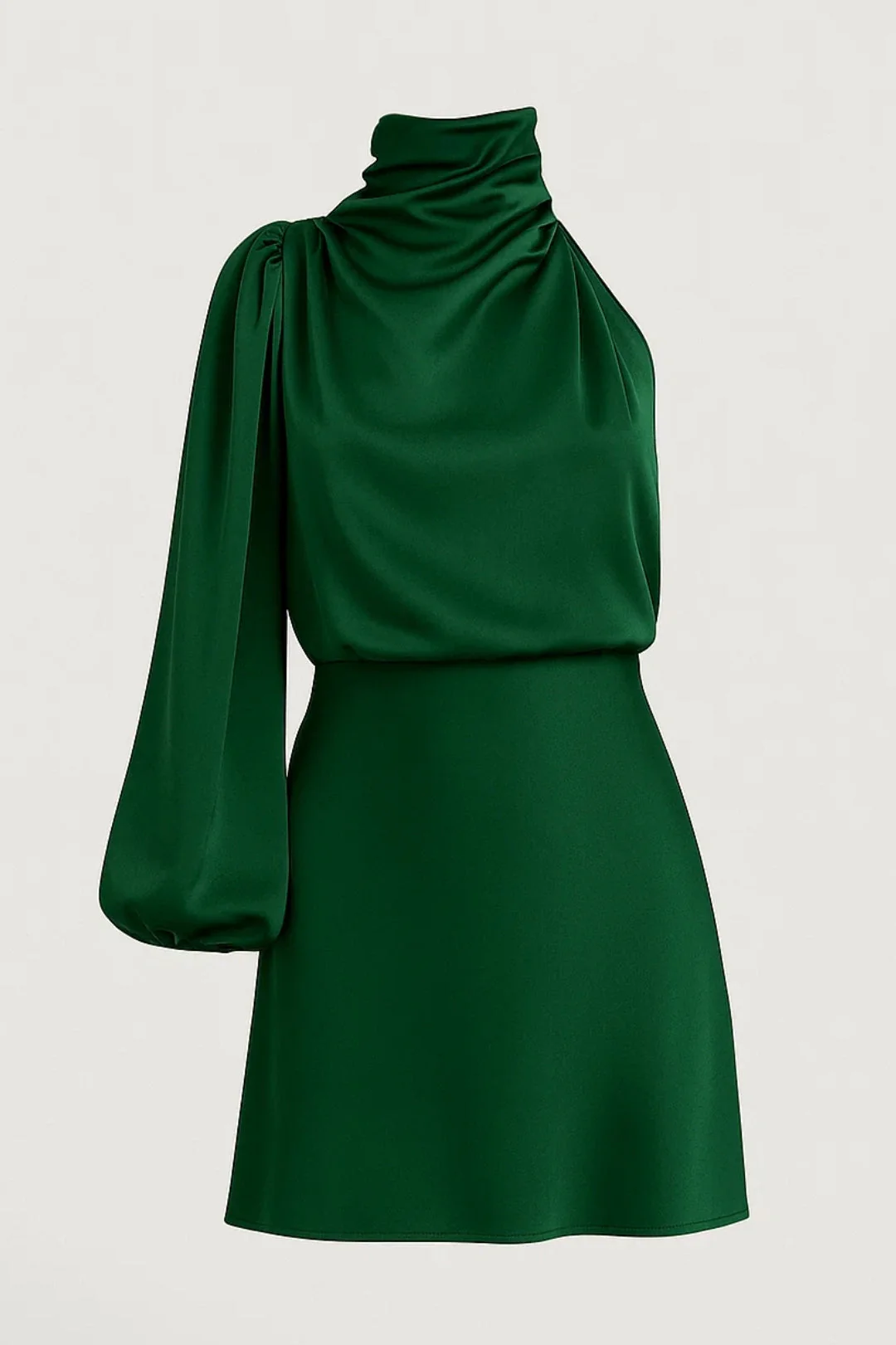 Mini Jurk Dames - One Shoulder met Hoge Hals | Elegant - Afbeelding 2