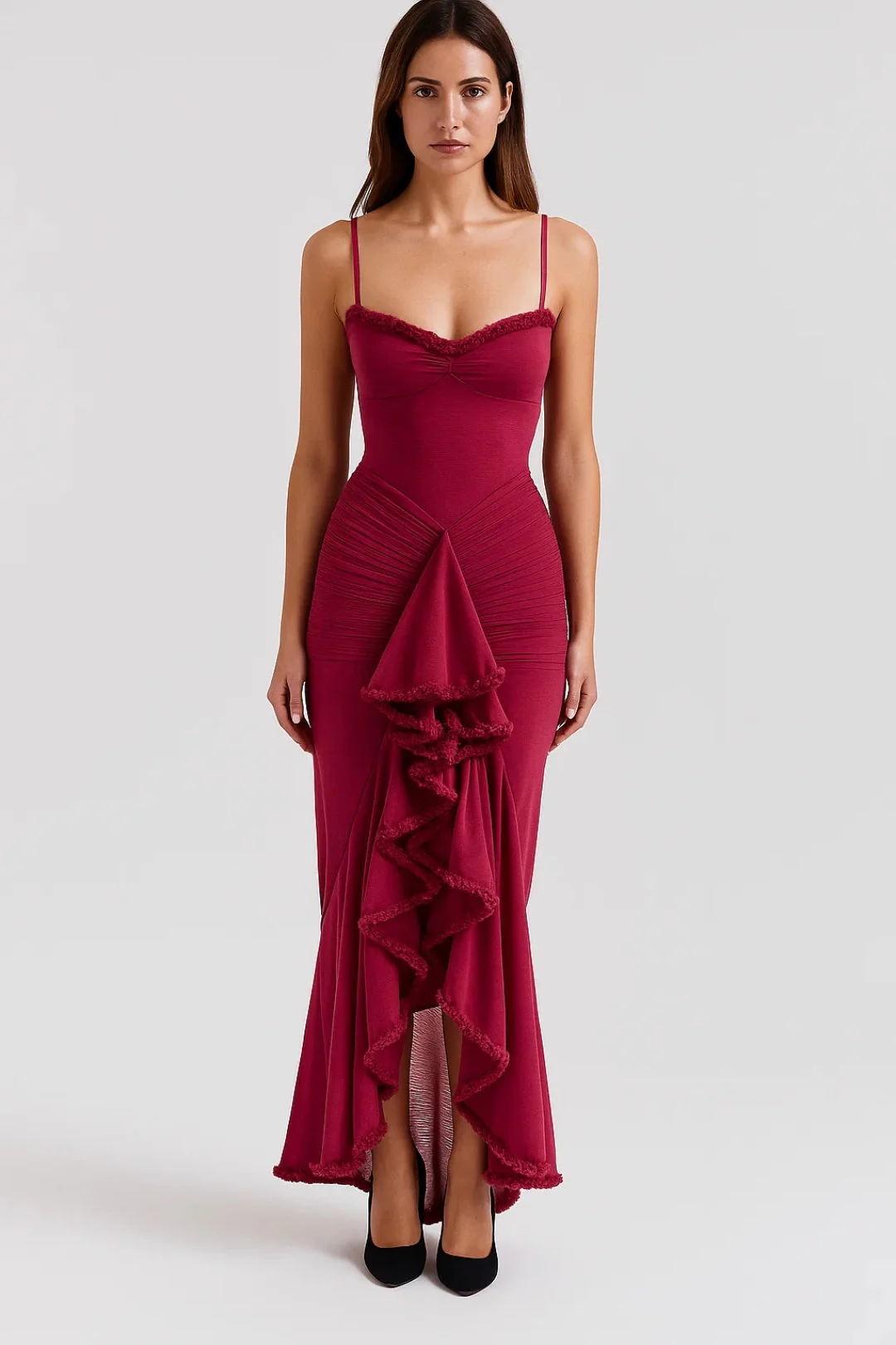 Dames Jurk | Getailleerd Maxi | Met Volantdetail | Zomer