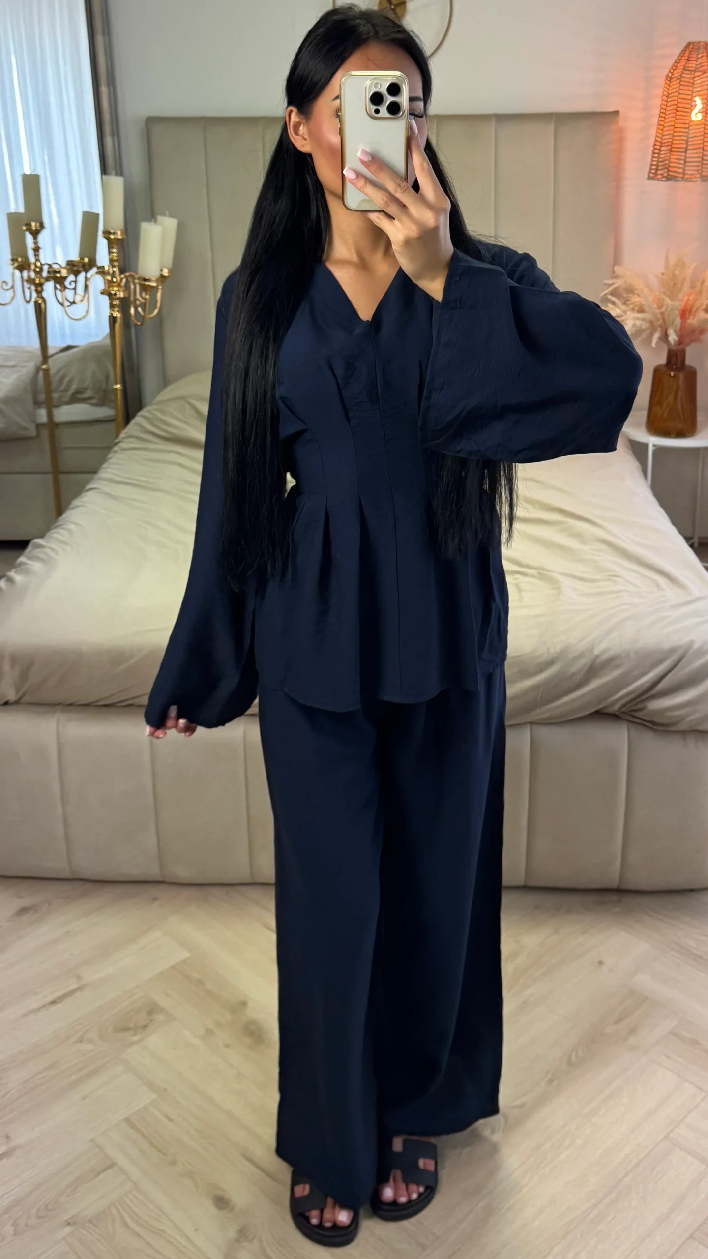 2-Delige Set met Tailleplooien en Wijde Broek – Viscoseblend - Afbeelding 3