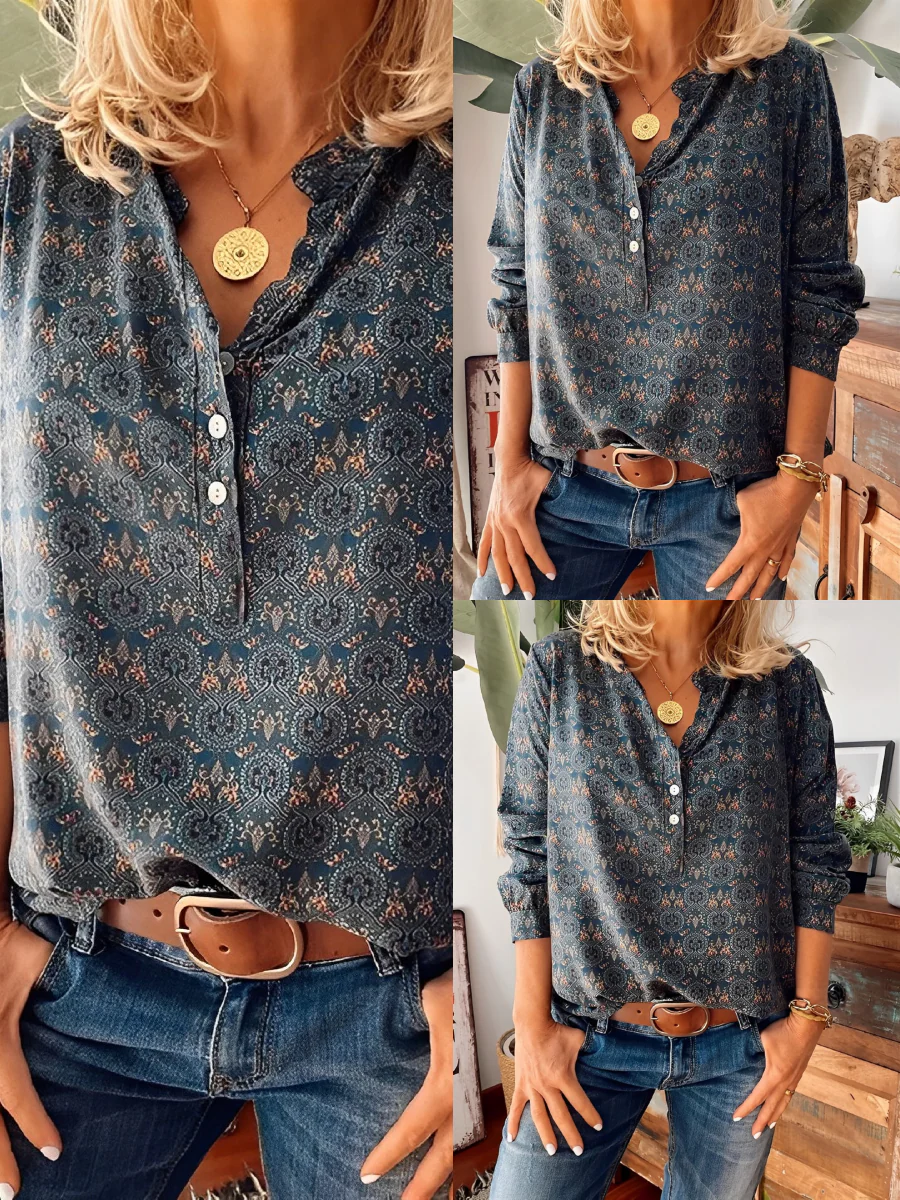 Nebelle Chic Blouse met Uniek Patroon voor Dames - Comfort en Stijl - Afbeelding 4