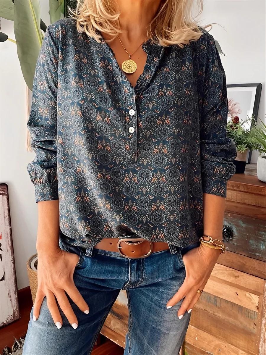 Nebelle Chic Blouse met Uniek Patroon voor Dames - Comfort en Stijl - Afbeelding 3