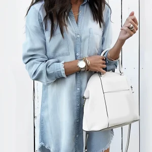 Marina Denim Blouse | Stijlvolle Spijkerblouse met Knopen voor Een Casual Look