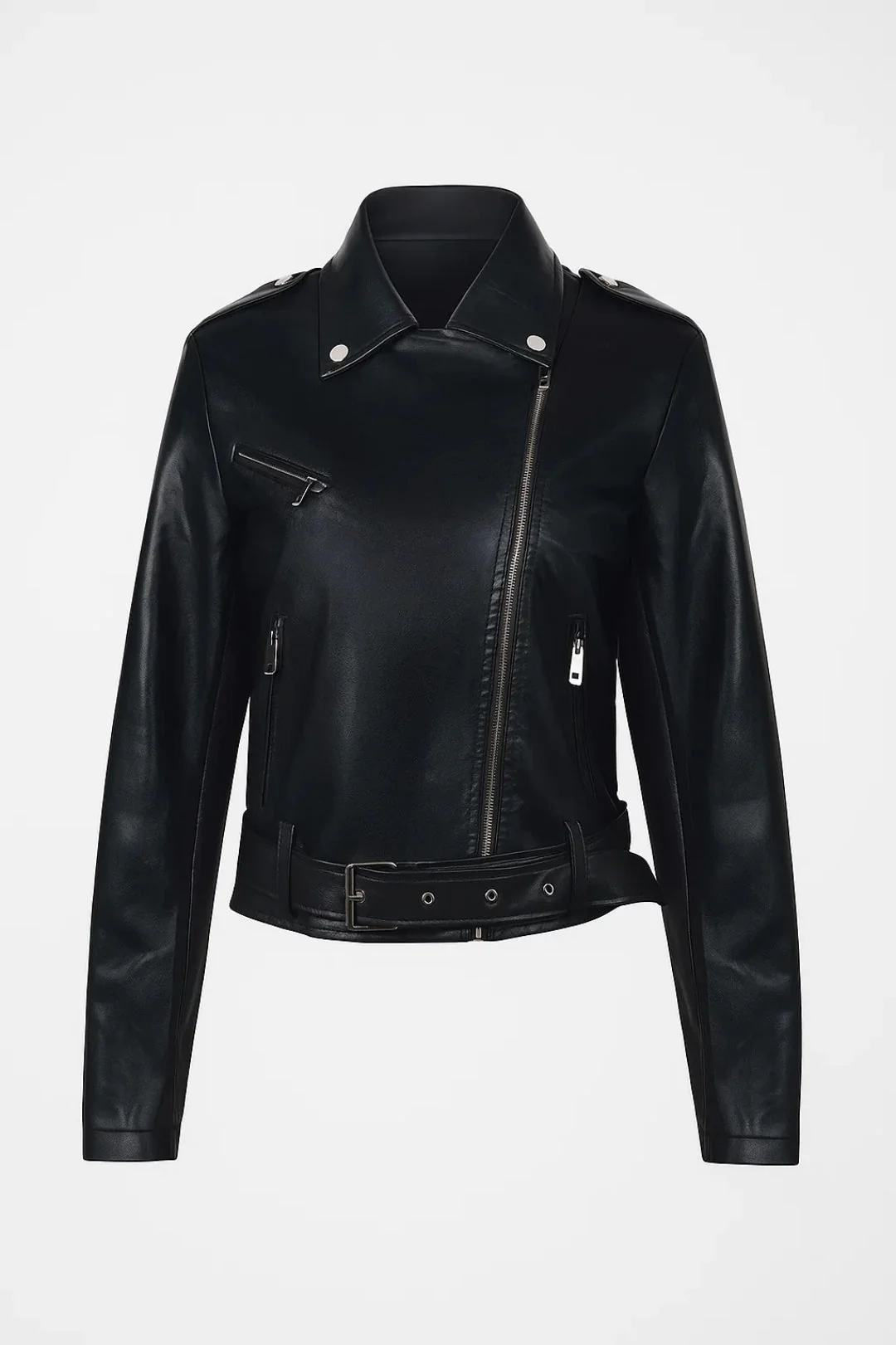 Bikerjack Dames | Asymmetrische Rits en Tailleceintuur | Stoere Tijdloze Look