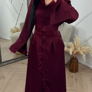 Blouse Maxi Jurk met Kraag en Taillelint