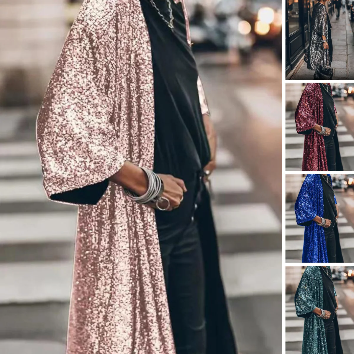 ZaraShine - Mode Glanzende Pailletten Strickjacke | Winddichte Top en Stijlvolle Jas voor Dames - Afbeelding 6