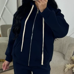 Comfy Cotton Zip Hoodie Set met Wijde Broek