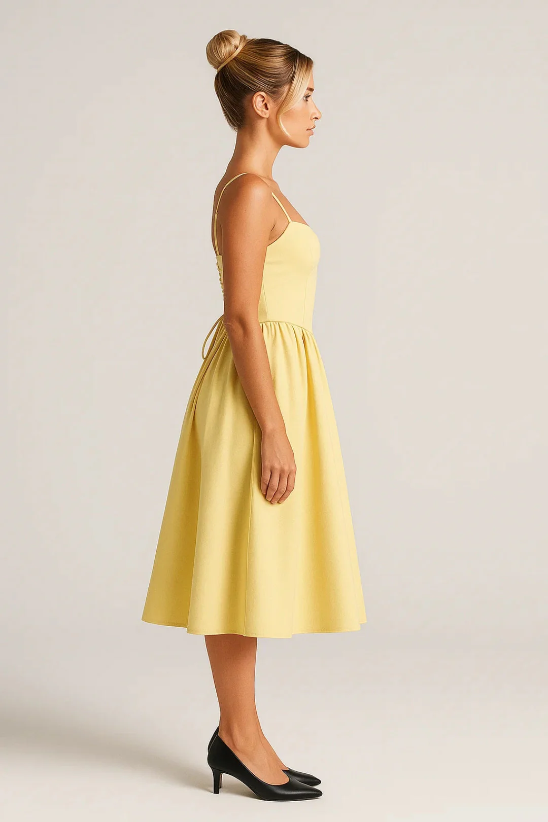 Midi Jurk Dames - Corset Lijfje met Wijde Geplooide Rok | Elegant - Afbeelding 4