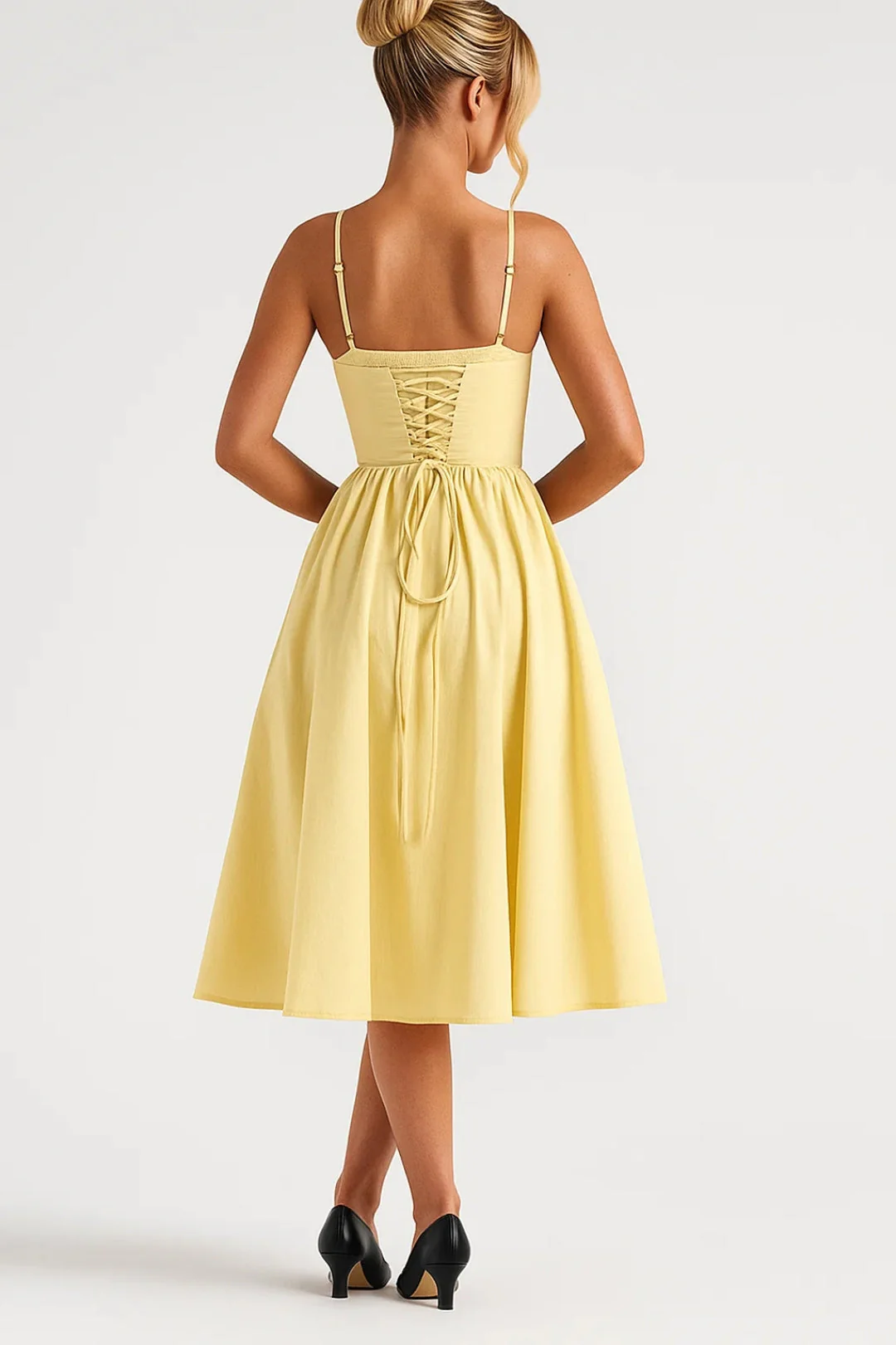 Midi Jurk Dames - Corset Lijfje met Wijde Geplooide Rok | Elegant - Afbeelding 5