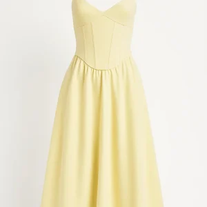 Midi Jurk Dames - Corset Lijfje met Wijde Geplooide Rok | Elegant