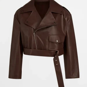 Cropped Bikerjack Dames | Asymmetrische Rits en Ceintuur | Modern en Stoer