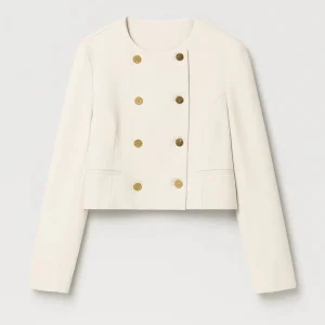 Cropped Blazer | Dubbele Rij Gouden Knopen | Elegant en Gestructureerd