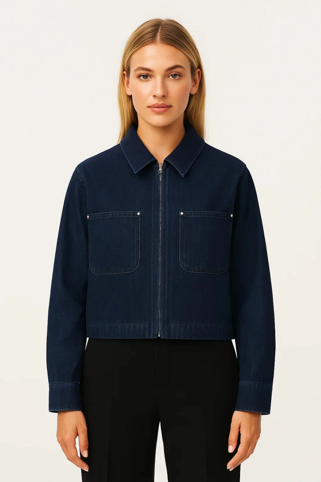 Cropped Damesjasje | Minimalistisch Ontwerp met Ritssluiting | Eigentijds en Veelzijdig - Afbeelding 3