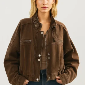 Cropped Jas | Utility Look met Opstaande Kraag | Stoer en Casual