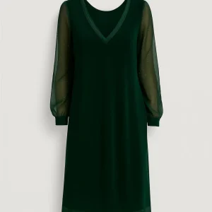 Mini Jurk Dames - V-hals met Lange Mouwen | Elegant