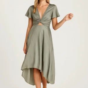 Midi Jurk Dames - Cut-out met Twist Detail | Elegant