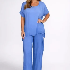 Dames Set - Oversized Top met Wijde Broek en Ronde Hals | Casual