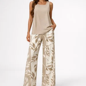 Dames Set - Mouwloze Top met Wijde Palazzo Broek | Elegant