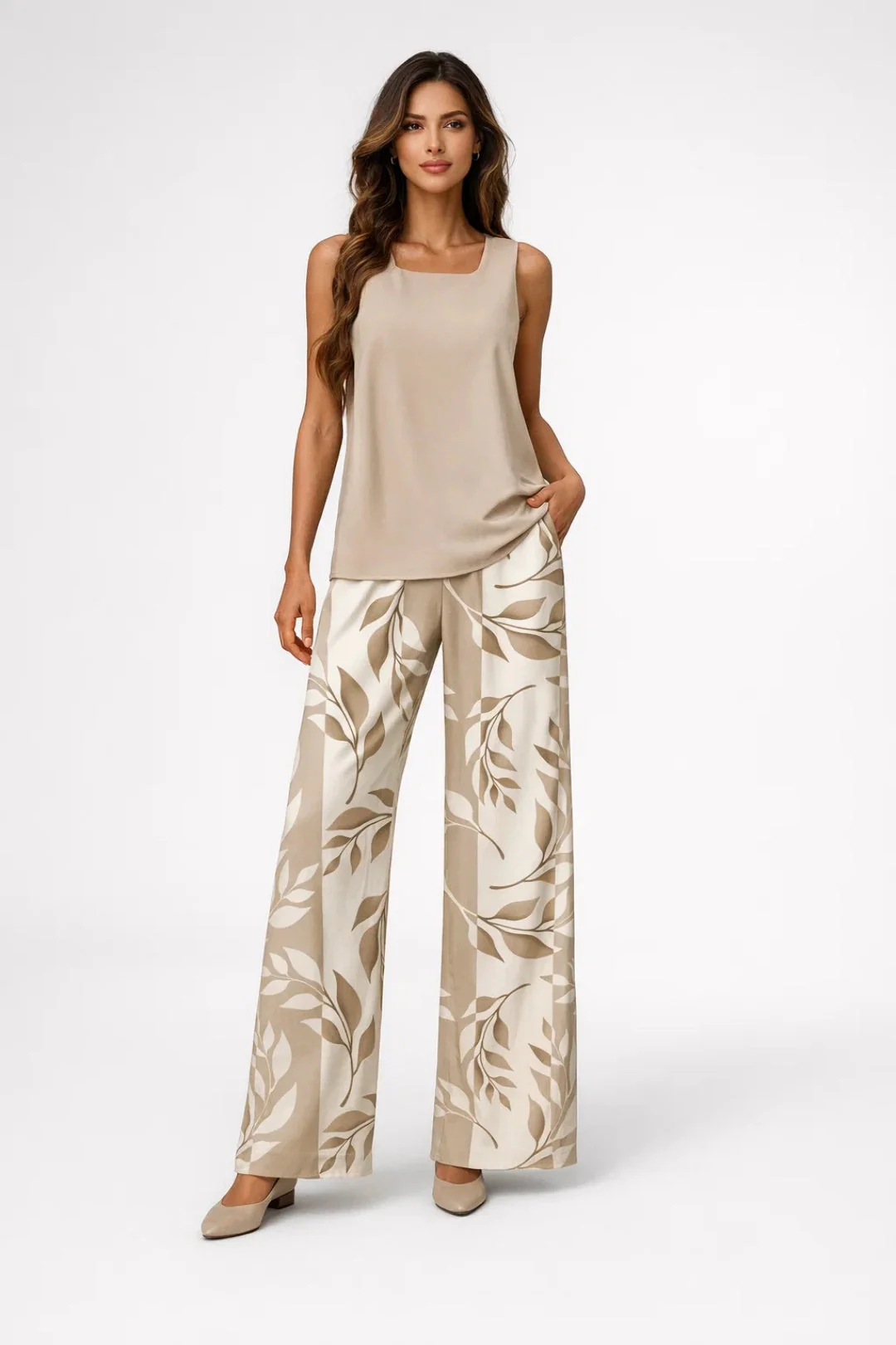 Dames Set - Mouwloze Top met Wijde Palazzo Broek | Elegant - Afbeelding 2