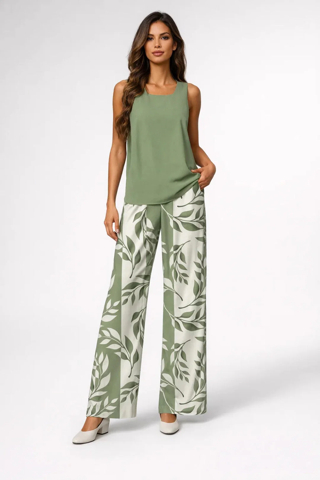 Dames Set - Mouwloze Top met Wijde Palazzo Broek | Elegant - Afbeelding 3