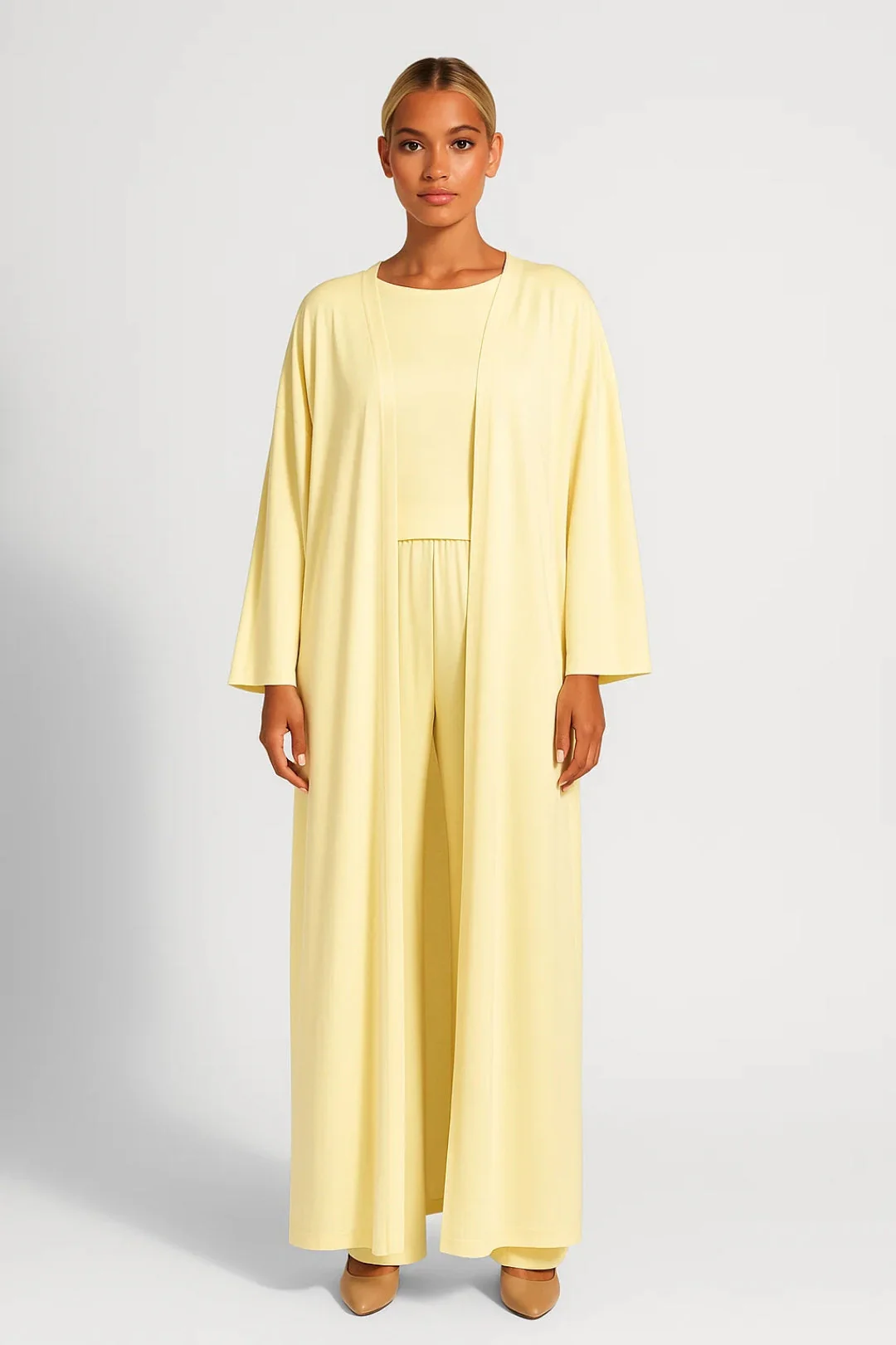 Driedelige Damesset | Losvallende Kimono met Top en Wijde Broek | Elegant en Comfortabel