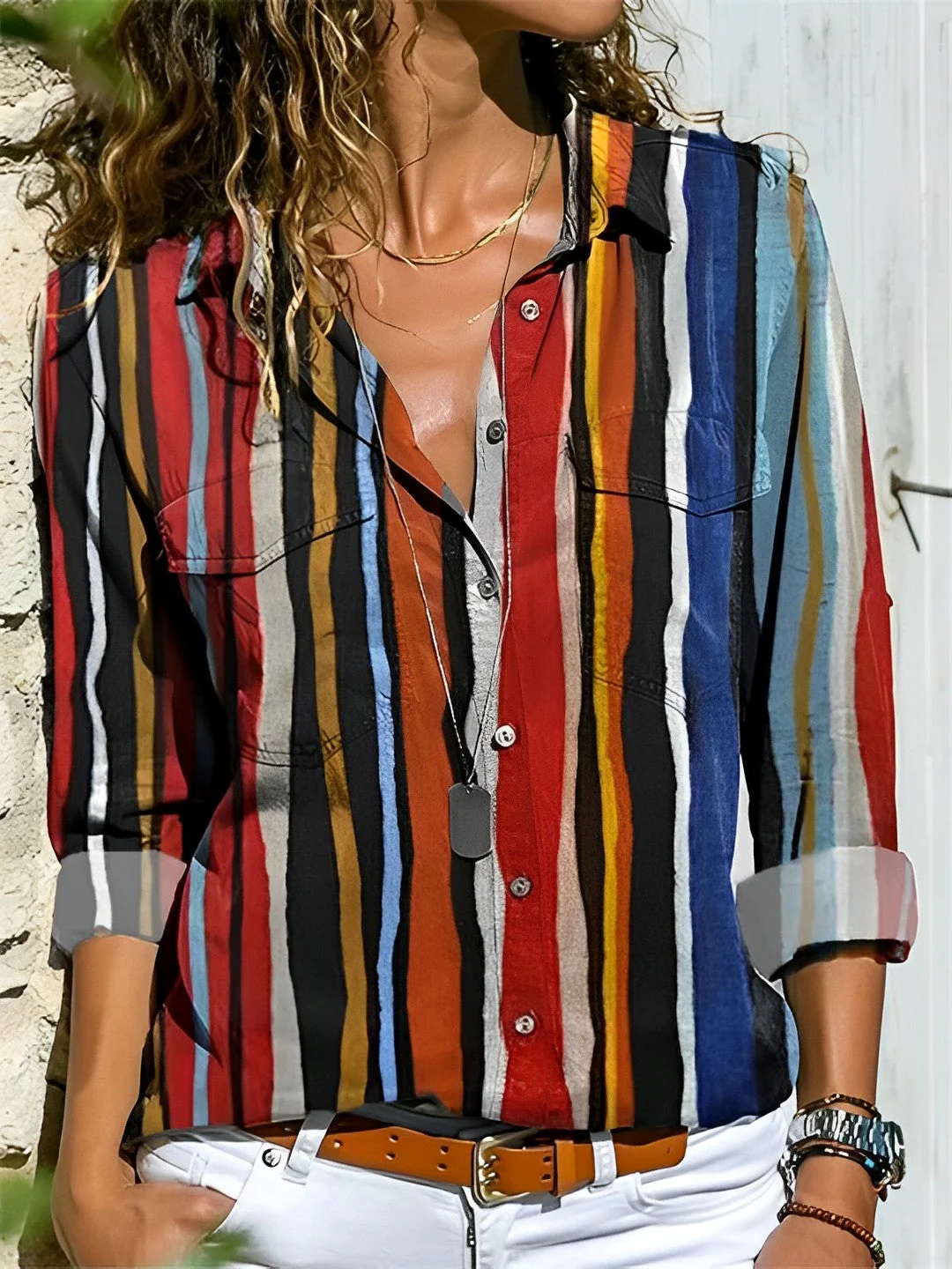 Stijlvol Abstract Print Shirt met Lange Mouwen | Modern en Comfortabel Dames T-shirt - Afbeelding 6